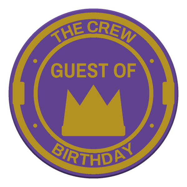 A purple and gold award chip reading GUEST OF HONOUR